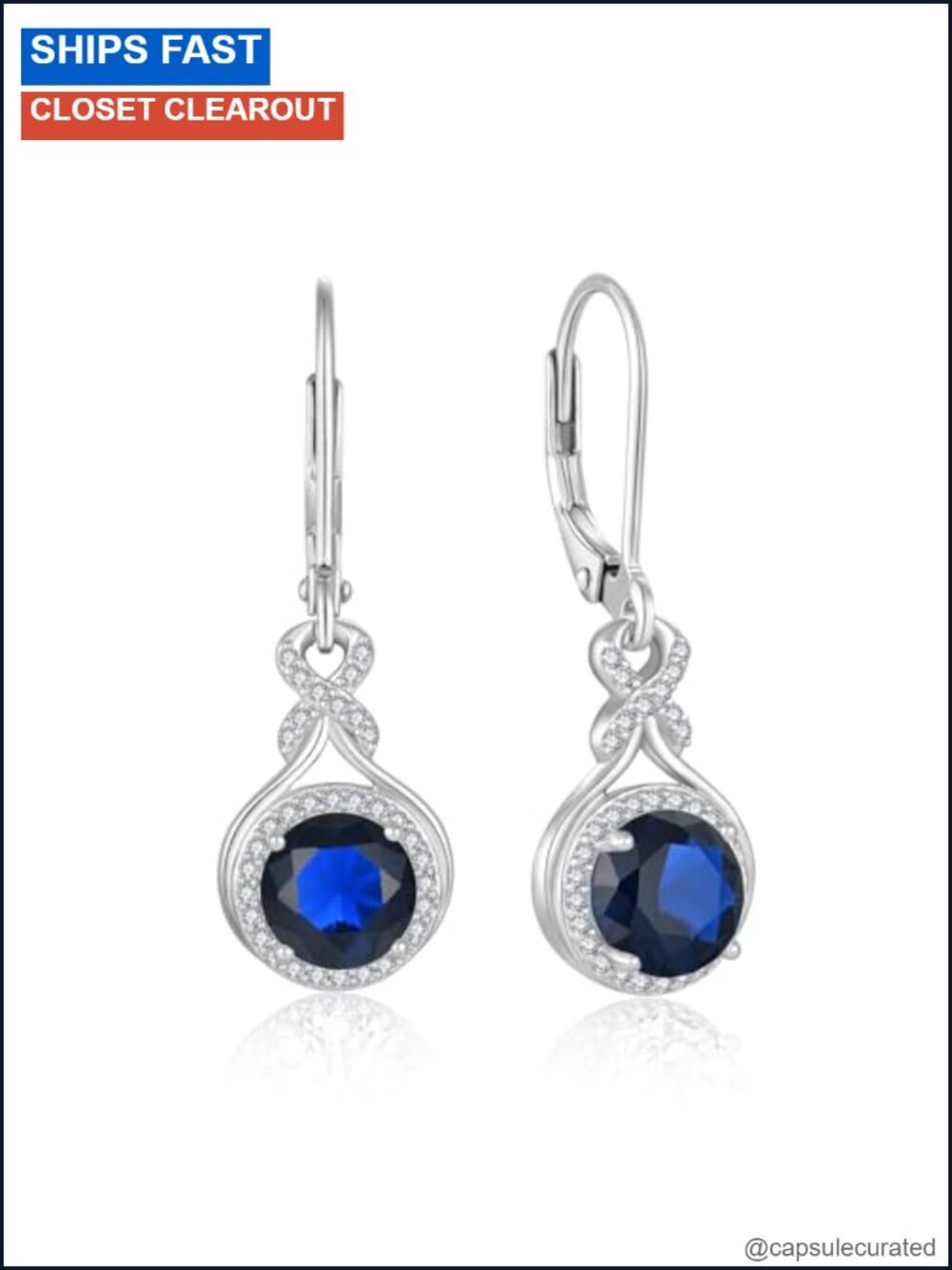 925 Sterling Silver Infinity Dangle Earrings with Cubic Zirconia Leverback